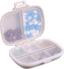 Holi Travel Pill Organizer, 8 Compartments Portable Pill Box, Daily Pill Box For Vitamins, Small Pill Container For Pocket Purse Medication Organizer (Wheat Color) - 小麥色 - 查看 7