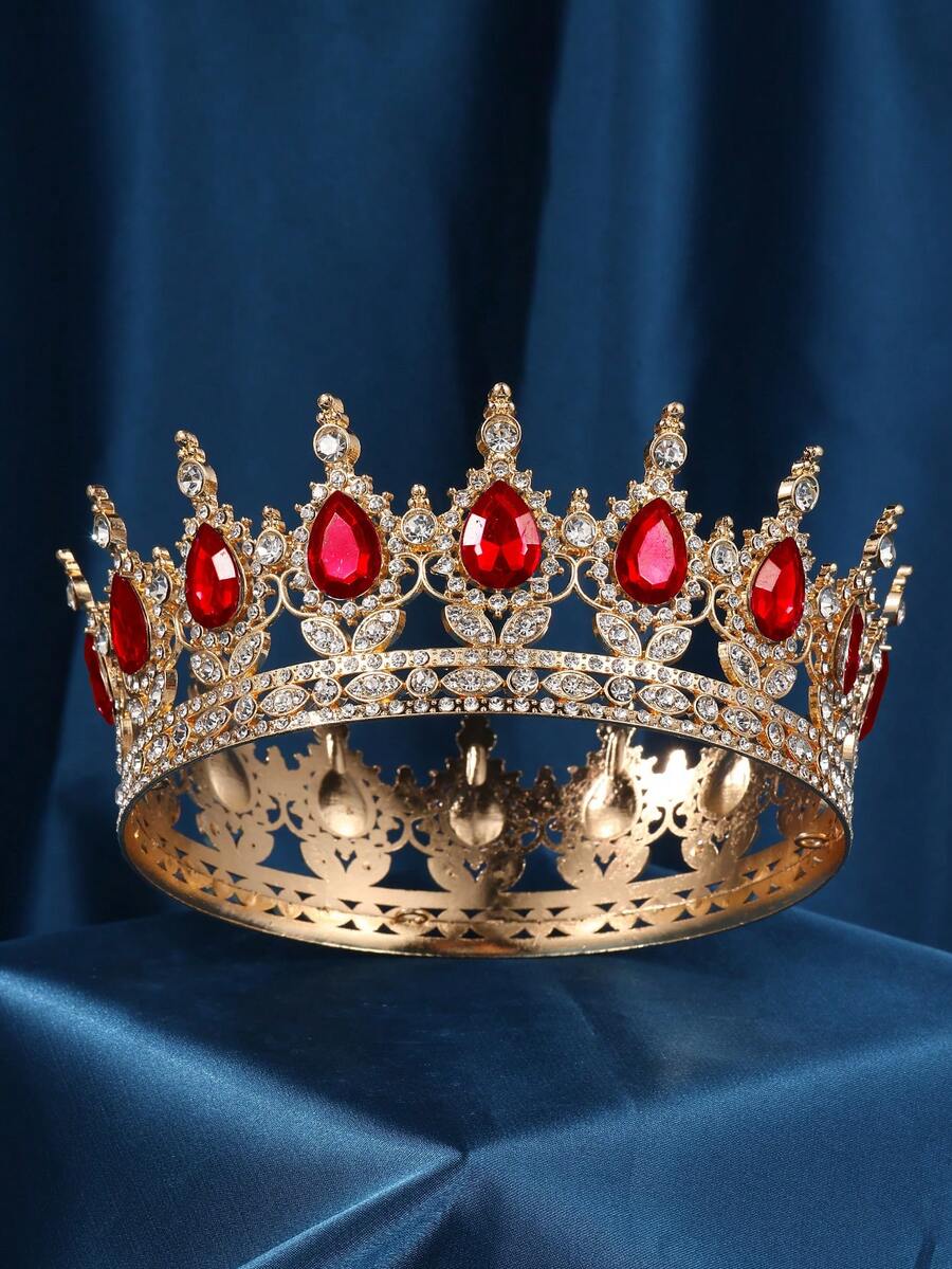 Halloween Red Vintage Fairy Leaf Crown - Medieval Viking Crystal Headpiece, Suitable For Men And Women Renaissance Halloween Cosplay Party Ball - Red - View 1