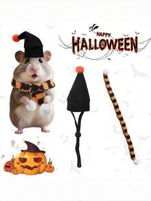 Cute Pet Hat & Knitted Scarf, Suitable For Pet Halloween Costume, Daily Wear And Decoration