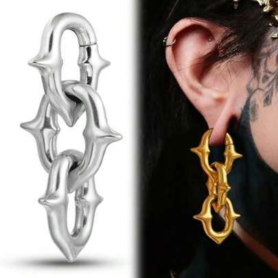 1 st 316 rostfritt stål spike punk öronvikter hängare bår piercing kvinnor män kroppssmycken örhängen 5mm 4G