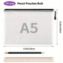 Torby siatkowe PVC w losowych kolorach 5/10 A5 – wytrzymałe torby do przechowywania dokumentów, odpowiednie do domu, szkoły i podróży | Wielofunkcyjne torby do przechowywania z zamknięciem na zamek błyskawiczny, różne kolory i wzory, artykuły szkolne, organizacja domu, żywe wzory, solidna konstrukcja, dla profesjonalistów szkolnych