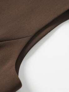 女士时尚垂坠短款西装背心，修身通勤无袖夹克，春秋季 - 咖啡棕 - 查看 4