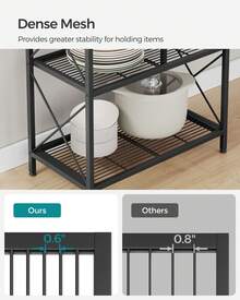 SONGMICS 5-Tier Metal Storage Rack, Storage Shelves, Kitchen Shelf With Side Frames And Dense Mesh, 12.6 X 23.6 X 57.3 Inches, For Entryway, Kitchen, Living Room, And Bathroom, Industrial Style - 黑色 - 查看 5