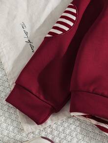 Outfit da 2 pezzi per bimbo piccolo, con stampa di coniglio e blocchi di colore, camicia a maniche lunghe con colletto a righe + pantaloni con stampa di coniglio, completo di moda adorabile, versatile per uso casual, uscite e feste