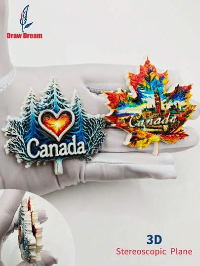 1 件 3D 树脂加拿大枫叶形冰箱贴，创意设计，个性化旅行纪念品冰箱贴，家居装饰，厨房，房间，办公室，橱柜工艺礼品，节日礼物，优雅小礼物