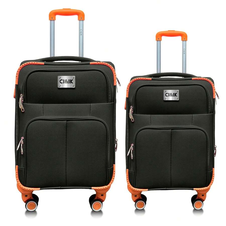 Set Of 2 Travel Suitcases, 20 And 18 Inches, With Rigid Wheels And A Lock. - 黑色 - 查看 1
