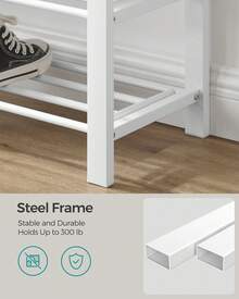 SONGMICS Shoe Bench, Storage Bench, Entryway Bench With Cushion, Shoe Shelf With Seat, Storage Organizer With Foam Padded Seat Linen Metal Frame For Living Room, Space-Saving, Modern Style, For Living Room, Bedroom, Hallway