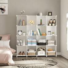 Cube Storage Organizer 16 Cube Closet Organizer Stackable Storage Cube Shelves DIY Portable Closet Clothes Organizer Shelving For Bedroom Closet Wardrobe Bathroom White - 白色 - 查看 2