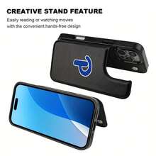 Teléfono Moda Cuero 16 15 14 13 11 12 Pro Plus Flip Cover con ranura para tarjeta Usuarios comerciales de alta gama Cuero negro - Negro - Ver 6