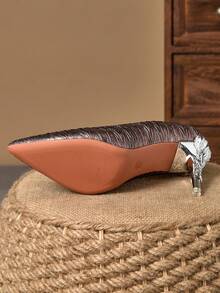 MonaNise Giày cao gót mũi nhọn nữ, kiểu dáng slip-on, gót mỏng 9cm, thích hợp cho các dịp thường ngày, dự tiệc hoặc các sự kiện. - Cà phê nâu - Xem 8
