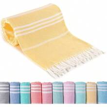 2 Packs Turkish Beach Towels Vacation Essentials Quick Dry Sand Free Oversized Bath Pool Swim Towel Extra Large XL Big Blanket Adult Travel Cruise Accessories Must Haves  Stuff - Thinner Yellow - View 2