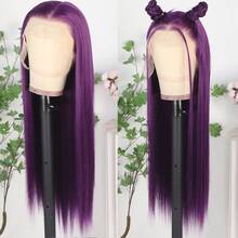 13X6 Platinum White Synthetic Lace Front Wigs 28 Inch Pre Plucked Long Straight Hair Wigs Glueless White Wigs Heat Resistant Fiber Hair Natural Halloween Wigs Platinum Blonde Lace Front Wigs For Women For Daily Christmas Party Cosplay Use - 紫色 - 查看 4