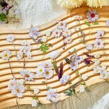 [40 fogli/confezione di adesivi per fiori viola impermeabili] 40 fogli di decorazioni floreali in PET impermeabili, confezione singola da 40 pezzi, adatti per etichette di scrapbooking, diari, cancelleria, album fotografici, confezioni di materiali