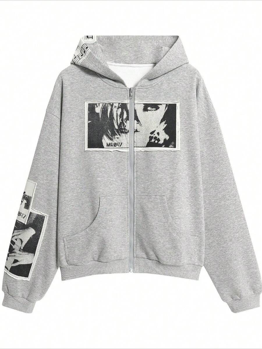 Retro Minimalist Casual Style Loose Men's Long-Sleeved Hooded Sweatshirt With Zipper Closure Hooded Sweater