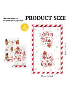 2 件装姜饼图案厨房毛巾可爱圣诞风格洗碗巾厨房擦干洗碗巾