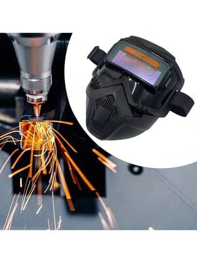 Nowa maska spawalnicza z automatycznie przyciemnianymi okularami spawalniczymi, odpowiednia do spawania metodą TIG. Lekka, ochronna maska spawalnicza zakrywająca całą twarz.