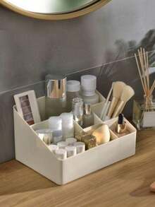 1 个多功能化妆工具盒，5 槽/6 槽桌面收纳盒 - 米色 - 查看 3