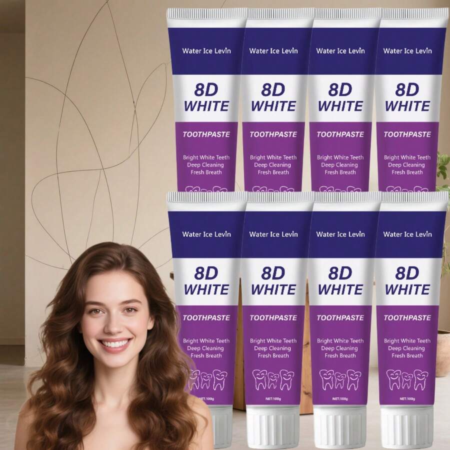 8PCS 8D White Fresh Breath Toothpaste, Bright White Teeth, Deep ...