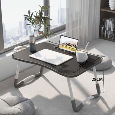 Mesa dobrável - Mesa para laptop, mesa dobrável com altura ajustável para quarto, casa, estudante, dormitório, pessoa relaxada, com porta-copos, adequada para assistir filmes, laptop, suporte para celular e gaveta, pernas dobráveis (preto ou branco aleatório)