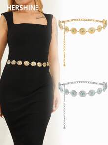 Hershine 1件装加大码时尚腰链，复古波西米亚风花卉图案腰带，适合搭配连衣裙、西装、日常场合、度假，也是送给朋友、母亲、女友、生日、情人节的礼物。 - 14片花紋花邊腰鏈 - 查看 14