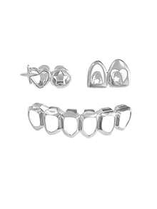 1 Set Hollow Heart & Star Combination Hollow Tooth Jewelry, Fashion Party Holiday Accessory Unisex - Multicolor - View 6
