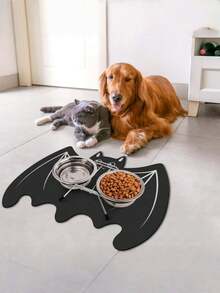 1 Pieza/Alfombrilla para mascotas con murciélago de Halloween, adecuada para comida y agua de perros, alfombrillas para comida de gatos, alfombrillas para alimentación de mascotas, antideslizante, resistente a las manchas, secado rápido, impermeable, alfombrillas para comida de mascotas, accesorios para mascotas - 60 cm x 40 cm