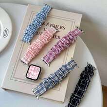 1条女士可爱印花弹力单环表带，兼容 38mm、40mm、41mm、42mm、44mm、45mm、46mm、49mm，时尚手链，可更换表带，适用于 Series 10、9、8、7、6、5、4、3、2、1、SE，发圈式腕带，智能手表配件，母亲节、父亲节、送给家人、朋友和返校学生的礼物 - 彩色 - 查看 1