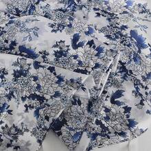 100% Mulberry Silk Scarf For Women Lightweight Long Scarves Beach Wraps Cover Up -Travel Photography Scarfhalloween - 藍白 - 查看 3