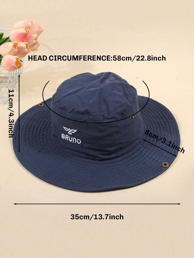 1顶男女通用超大帽檐纯色渔夫帽，休闲户外防晒帽，适合钓鱼、骑行、徒步旅行 - 彩色 - 查看 3