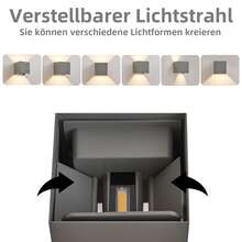 LED壁灯 室内/室外：室外暖白光 IP65 室外壁灯 G9 白色灯 上下楼梯照明 间接式室外灯 适用于房屋墙壁 卧室 走廊 楼梯间（不含灯泡） - 沙灰色 - 查看 2