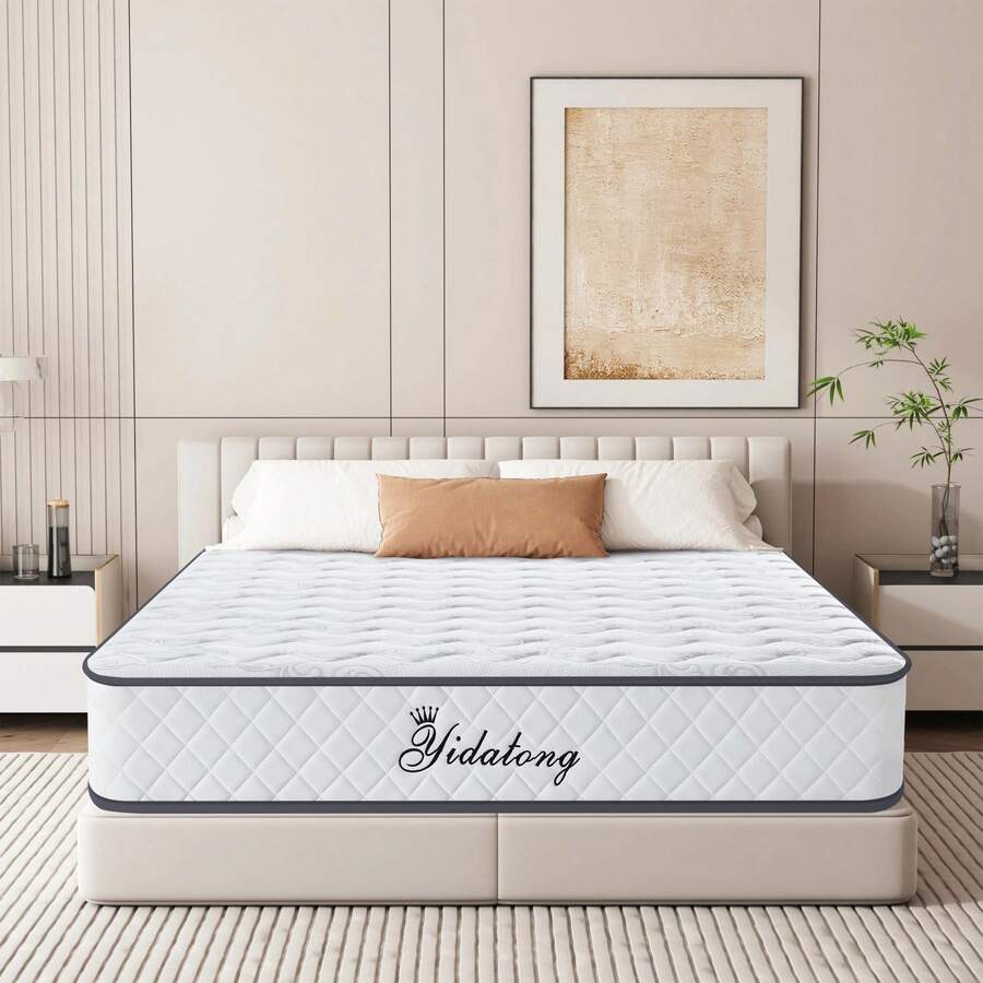 140x190cm Double Mattress, 28cm High, Hybrid Memory Foam Mattress With Pocket Springs, Pressure Relief - White - View 1