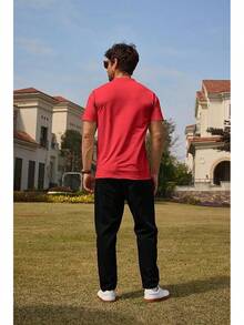 Henley Shirts Slim Fit Button T-Shirthalloween - 紅色 - 查看 2