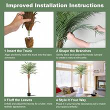 Faux Plant Artificial Palm Tree In Pot 7 8 9 FT UV Resistant Outdoor Large Fake Tropical Date Palm Plants With Realistic Trunk And Leaves Indoor Outdoor Decorative Artificial Trees For Pool Garden Christmas - Green - View 4