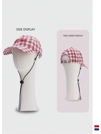 1 件装软顶条纹格子速干棒球帽，女士春夏薄款透气防晒户外街头风格抽绳，男女通用夏季户外旅行遮阳可调节帽子