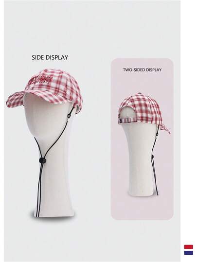 1 件装软顶条纹格子速干棒球帽，女士春夏薄款透气防晒户外街头风格抽绳，男女通用夏季户外旅行遮阳可调节帽子