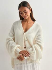 Women's Solid Color Long Sleeve Cardigan, Spring Fall Button Up Knit Sweater Lightweight Casual Open Front Coat