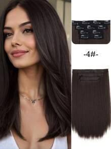 Extensiones de cabello rectas de 14 pulgadas, set de 4 piezas. Extensiones de cabello sintético suave y natural para aumentar el volumen del cabello de las mujeres, para uso diario y de fiesta - Multicolor - Ver 13