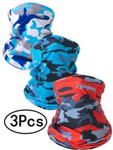3 件套颈套面罩围巾，透气防晒防风，适用于滑雪钓鱼徒步骑行多用途颈套，男女通用，适用于工作、跑步运动出汗 - A - 查看 1