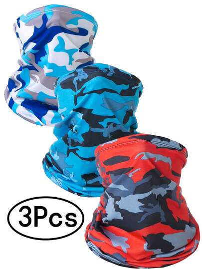 3Pcs Neck Gaiter Face Cover Scarf, Breathable Sun & Wind-Proof For Skiing Fishing Hiking Cycling Multi-Use Neck Gaiter Men's & Women's Buff For Working, Running Sports Sweat