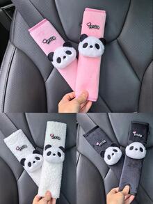 1pc/2pcs Car Interior Seat Cover Accessories, Seat Belt Shoulder Protection Cover, Lamb Wool And Short Plush Shoulder Protection Cover, Panda Head Decoration, Multi-Color Selection, Universal For All Seasons - one-size - View 2