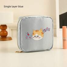 1pc Cartoon Cat Double-Layer Sanitary Pad Storage Bag, Lipstick Foundation Eyeshadow Cosmetic Organizer Bag, Large Capacity Portable Feminine Hygiene Pad Pouch, Wallet, Purse In Purse, Valentine's Day Gift, Back To School - Multicolor - View 16