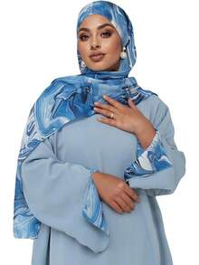 Watercolour Floral Printed Hijab Scarf Women Soft Modal Cotton Instant Hijab Wraps Shawls Long Scarves - 顏色 2 - 查看 4