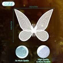 Đôi cánh tiên trắng dành cho người lớn, đôi cánh bướm cho bé gái, đôi cánh thiên thần, trang phục tiên nữ cho nữ, quà tặng tiệc Halloween - trắng - Xem 3