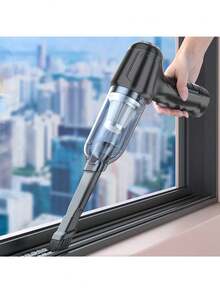 2000mAh/7.4V 手持式吸尘器，干湿两用，吸力强劲，适用于汽车、家居、办公室和宠物清洁，配备多种吸嘴/迷你拖把，ABS材质 - 黑色+1個濾芯 - 查看 7