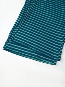 Women's 2 Piece Striped Sets Strapless Crop Top Elastic Waist Wide Leg Long Pants Y2k Casual Comfy Loungewear Set Summer Streetwear Vacation Outfit - 墨綠色 - 查看 7