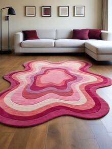 1pc Plush Plush Polka Dot Plastic Bottom Asymmetrical Shaped Fluffy Pink Bedroom Carpet, Home Decor Rug For Living Room, Sofa, Coffee Table, Suitable For Study, Wardrobe, Reading & Gaming Area, Recommend Buying Larger Size - Multicolor - View 13
