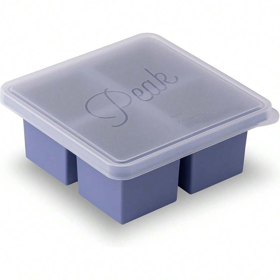 &P Cup Cubes Silicone Freezer Tray With Lid, Blue, Makes 4 1-Cup Portions, Freeze & Store Soup, Broth, Sauce, Leftovers, Dishwasher, 4-Cup - 木炭 - 查看 1