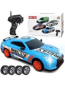 GTR Blue Racing Car With Rechargeable 4x4 Drift Control And 4 Extra Wheels - 藍色 - 查看 1