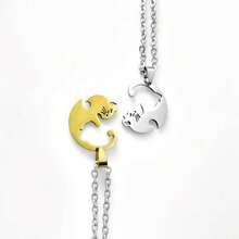 Matching Couples Cat Necklace Or Keychain Set, Best Friends, Kitty, Animal Lovers, Kitten, Gift For Boyfriend Girlfriend, Anniversary - Multicolor - View 7