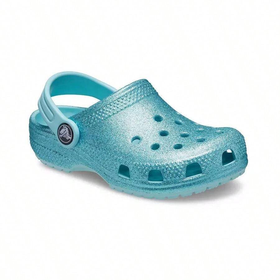 Crocs Classic Clogs Toddler US 5 Blue Glitter Heel Strap Casual Shoes JOBB709 - Màu xanh lam - Xem 1